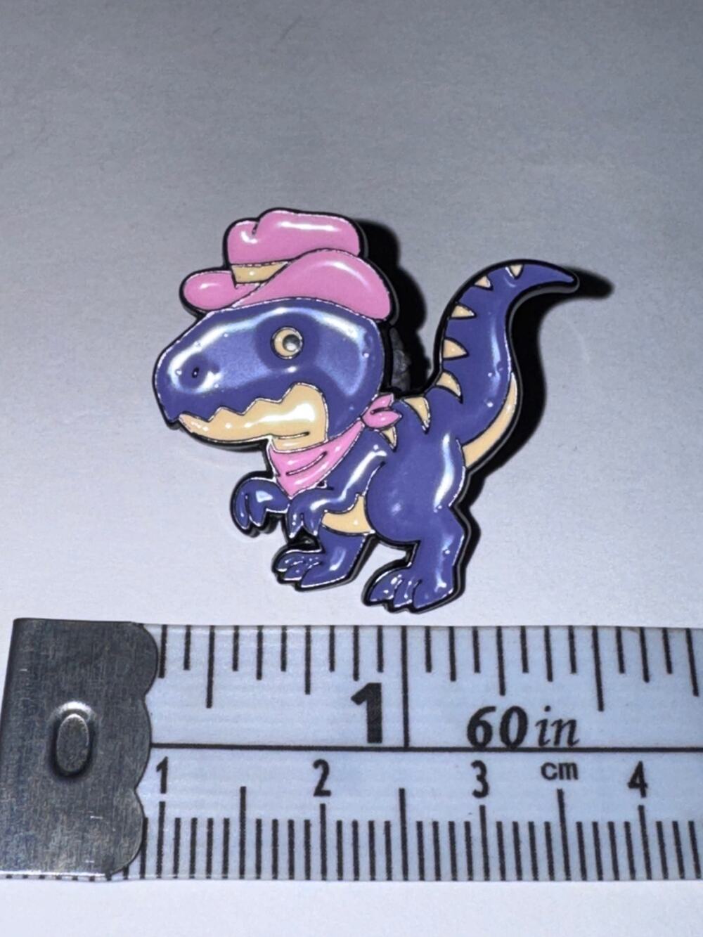 Purple dinosaur in pink cowboy hat Pin Brooch